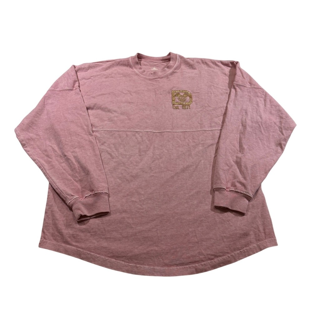 Disney Spirit Jersey Rose Pink Walt Disney World Gold Glitter Magic Oversized S